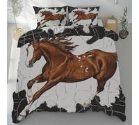 Lwznbio Housse de Couette 90x190 Cheval Impression Parure de Lit 1 Personne avec 2 Taies d'oreiller 65x65 cm Animaux Sauvages Réversible Drap Microfibre Doux Zippée