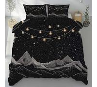 Lwznbio Housse de Couette 90x190 Étoile Montagne Parure de Lit 1 Personne avec 2 Taies d'oreiller 65x65 cm Ciel Étoilé Réversible Drap Microfibre Doux Zippée