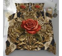 Lwznbio Housse de Couette 90x190 Impression 3D Rose Parure de Lit 1 Personne avec 2 Taies d'oreiller 65x65 cm Imprimé Léopard Réversible Drap Microfibre Doux zippée
