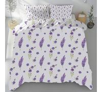 Lwznbio Housse de Couette 90x190 Lavande Mauve Parure de Lit 1 Personne avec 2 Taies d'oreiller 65x65 cm Motif Floral Réversible Drap Microfibre Doux zippée