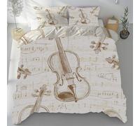Lwznbio Impression de Violon Parure de LitNote de Musique Housse de Couette 140x200 Respirante pour Lit 1 Place Les Amateurs de Musie Microfibre Fermeture Éclair avec 2 Taie d'oreiller 65x65