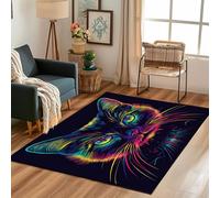 Lwznbio Paillasson 60x90 cm Poil Ras Chat Cool Carpet Petit Antidérapant Lavable en Machine Impression Animaux Tapis Rectangle pour Salle de Lavage, Chambre à Coucher, Entree