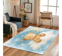 Lwznbio Paillasson 60x90 cm Poil Ras Ours Brun Dessin Animé Carpet Petit Antidérapant Lavable en Machine Animaux Impression Tapis Rectangle pour Salle de Lavage, Chambre à Coucher, Entree