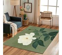 Lwznbio Paillasson 60x90 cm Poil Ras Rose Blanc Impression 3D Carpet Petit Antidérapant Lavable en Machine Motif Floral Tapis Rectangle pour Salle de Lavage, Chambre à Coucher, Entree