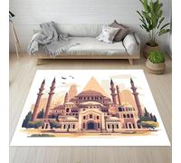 Lwznbio Paillasson 60x90 cm Poil Ras Taj Mahal Carpet Petit Antidérapant Lavable en Machine Architecture Urbaine Tapis Rectangle pour Salle de Lavage, Chambre à Coucher, Entree