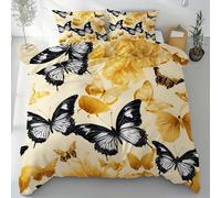 Lwznbio PapillonHousse de Couette 200x200 Été Doux Insecte Animal Impression Parure de Lit en Microfibre avec Fermeture Éclair pour Lit Doubl avec 2 Taies d'oreiller 65x65 cm