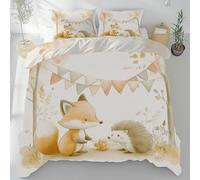 Lwznbio Renard Hérisson Parure de LitAmoureux des Animaux Housse de Couette 140x200 Respirante pour Lit 1 Place Style de Dessin Animé Microfibre Fermeture Éclair avec 2 Taie d'oreiller 65x65