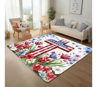 Lwznbio Tapis Chambre Doux 160x230 cm Croix de Tulipes Impression 3D Tapis de Salon Grand Lavable en Machine Poil Ras Motif Floral Coloré Carpet Antidérapant pour Salle de Lavage, Salle à Manger