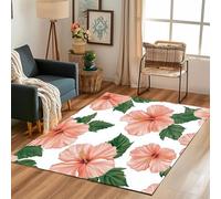 Lwznbio Tapis Chambre Doux 160x230 cm Gloire du Matin Tapis de Salon Grand Lavable en Machine Poil Ras Motif Floral Carpet Antidérapant pour Salle de Lavage, Salle à Manger