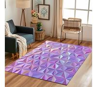 Lwznbio Tapis Chambre Doux 160x230 cm Motif Géométrique Tapis de Salon Grand Lavable en Machine Poil Ras Impression 3D De Triangle Carpet Antidérapant pour Salle de Lavage, Salle à Manger