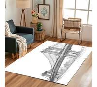 Lwznbio Tapis Chambre Doux 160x230 cm Pont de Manhattan Tapis de Salon Grand Lavable en Machine Poil Ras Architecture Ville Carpet Antidérapant pour Salle de Lavage, Salle à Manger