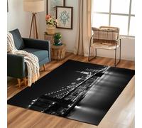 Lwznbio Tapis Chambre Doux 160x230 cm Pont de Manhattan Tapis de Salon Grand Lavable en Machine Poil Ras Paysage Ville Carpet Antidérapant pour Salle de Lavage, Salle à Manger