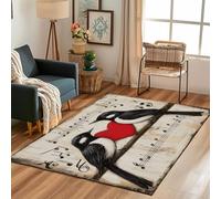 Lwznbio Tapis de Cuisine Antidérapant 60x180 cm Impression 3D Oiseau Carpet Intérieur Doux Notes De Musique Tapis Chambre Lavable pour Chambre Adulte, Couloir, Cuisine, Descente de Lit