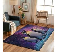 Lwznbio Tapis de Salon Antidérapant 120x160 cm Impression Pingouin Carpet Doux Chambre Enfant Animaux Sauvages Tapis Lavable Poil Ras pour Salle de Jeux, Cuisine, Salle à Manger, Chambre