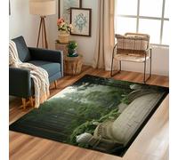 Lwznbio Tapis de Salon Lavable 240x300 cm Motif de Pont de Pierre Grand Carpet Salon Doux Jungle Brumeuse Tapis Poil Ras Antidérapant pour Grand Salon, Chambre Adulte, Salle de Jeux