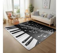 Lwznbio Tapis de Salon Lavable 240x300 cm Piano Musical Grand Carpet Salon Doux Thème Musical Tapis Poil Ras Antidérapant pour Grand Salon, Chambre Adulte, Salle de Jeux