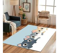 Lwznbio Tapis de Salon Lavable en Machine 120x180 cm Chat Dessin Animé Carpet Grand Antidérapant Poils Animaux Impression Moquette Doux pour Chambre Adulte, Bureau, Salle de Jeux