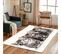 Lwznbio Tapis de Salon Lavable en Machine 120x180 cm Chat Mignon Carpet Grand Antidérapant Poils Impression Animal Moquette Doux pour Chambre Adulte, Bureau, Salle de Jeux