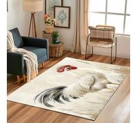 Lwznbio Tapis de Salon Lavable en Machine 120x180 cm Coq Animaux De La Ferme Carpet Grand Antidérapant Poils Animaux Impression Moquette Doux pour Chambre Adulte, Bureau, Salle de Jeux