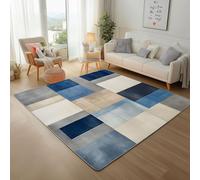Lwznbio Tapis de Salon Lavable en Machine 120x180 cm Diamant Géométrique Carpet Grand Antidérapant Poils Grille Patchwork Moquette Doux pour Chambre Adulte, Bureau, Salle de Jeux