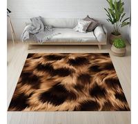 Lwznbio Tapis de Salon Lavable en Machine 120x180 cm Imprimé Léopard Carpet Grand Antidérapant Poils Fausse Fourrure Moquette Doux pour Chambre Adulte, Bureau, Salle de Jeux