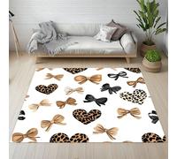 Lwznbio Tapis de Salon Lavable en Machine 120x180 cm Motif Arc Carpet Grand Antidérapant Poils Cœurs Imprimé Léopard Moquette Doux pour Chambre Adulte, Bureau, Salle de Jeux