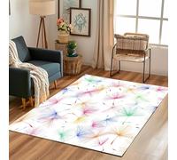 Lwznbio Tapis de Salon Lavable en Machine 120x180 cm Pissenlit Boule De Neige Couleur Carpet Grand Antidérapant Poils Motif Floral Moquette Doux pour Chambre Adulte, Bureau, Salle de Jeux