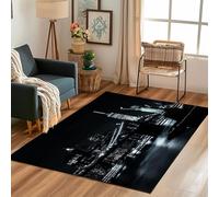 Lwznbio Tapis de Salon Lavable en Machine 120x180 cm Pont de Manhattan Carpet Grand Antidérapant Poils Vue Nocturne Ville Moquette Doux pour Chambre Adulte, Bureau, Salle de Jeux