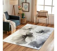 Lwznbio Tapis d'entrée Lavable 80x120 cm Peinture À L'encre Coquelicot Carpet Doux Pour Chambre Motif Floral Coquelicot Paillasson Interieur Rectangle Antidérapant Pour Salon, Cuisine, Descente de Lit