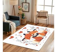 Lwznbio Tapis d'entrée Lavable 80x120 cm Renard Mignon Carpet Doux pour Chambre Amoureux Animal Paillasson Interieur Rectangle Antidérapant pour Salon, Cuisine, Descente de Lit
