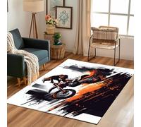 Lwznbio Tapis d'entrée Lavable 80x120 cm Rider Motocross Carpet Doux pour Chambre Extrême Sports Paillasson Interieur Rectangle Antidérapant pour Salon, Cuisine, Descente de Lit