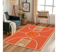 Lwznbio Tapis d'entrée Lavable 80x120 cm Terrain de Basket Carpet Doux pour Chambre Thème Basketball Paillasson Interieur Rectangle Antidérapant pour Salon, Cuisine, Descente de Lit
