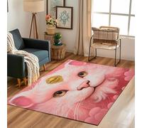Lwznbio Tapis Doux Antidérapant 180x270 cm Chat Rose Impression 3D Carpet Chambre Adulte Amoureux des Animaux Tapis Poil Ras Lavable en Machine pour Salon, Bureau, Cuisine, Salle de Jeux