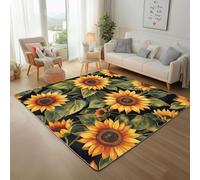 Lwznbio Tapis Doux Antidérapant 180x270 cm Tournesol Style Pastoral Carpet Chambre Adulte Motif Floral Tapis Poil Ras Lavable en Machine pour Salon, Bureau, Cuisine, Salle de Jeux