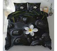 Lwznbio Zen Orchidée Motif FloralHousse de Couette 200x200 Été Doux Modern Art Parure de Lit en Microfibre avec Fermeture Éclair pour Lit Doubl avec 2 Taies d'oreiller 65x65 cm