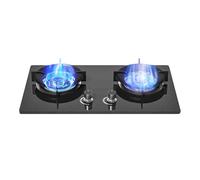 LWZQRVCT Cuisinière À Gaz 2 Brûleurs Treize Chambres 7,6 KW Allumage en Verre Trempé Camping Double Brûleur GPL/gaz Naturel, Dispositif De Protection Contre Les Extinctions Accidentelles(LPG)