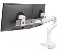 Ergotron LX Series 45-609-216 Support Bureau pour 2 Écrans jusqu'à 25", Charge 5kg/écran, VESA 75/100, Pince, Blanc, Rotation 360°, Inclinaison -15/+15°