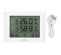 LX8013 Thermomètre et hygromètre électronique de haute précision avec écran de 4,5 pouces pour laboratoire, industrie, entrepôt, alliage ABS 125 x 90 x 21 mm