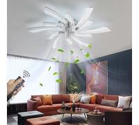 LXAOTZG Ventilateur Plafond Moderne Chromé avec Lumière LED Silencieux Luminaire Plafonnier Dimmable Réversible Moteur DC Plafonnier LED Ventilateur Chandelier pour Chambre