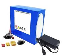 LXBche Batterie Lithium-ION 60 V for vélo électrique, capacité 50 Ah, Chargeur 67,2 V, Configuration 16S4P for vélos et Motos électriques 1000 W-3000 W, Design Compact, connecteur XT90(Xt60)