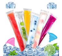 LXBCTOP Lot de 200 sacs à glace à l'eau, sans BPA, avec 2 entonnoirs, pour glace à l'eau, avec sceau zippé, moules à glace transparents pour bricolage, fruits, yaourts, glaces, smoothies