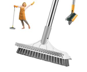 LXCJZY Bloame Cleaning Brush, 3 in 1 Floor Scrub Brush with Squeegee, Multifunction Floor Brush, 180° Rotating Long Handle Soft Scraper for Cleaning Bathroom Glass Patio Kitchen (White)