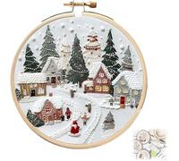 LXCJZY Christmas Embroidery Kit,Christmas Cross Stitch Kits DIY Embroidery Kit,for Christmas Embroidery Kits for Adults Beginners Starter (D)
