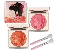 LXCJZY Embossed Smooth Powder Blush Palette For Cheeks, Embossed Girl Blush for Cheeks,Matte Face Powder Blush Palette, Natural Makeup,Radiant Finish (Pink&Orange, One Size)