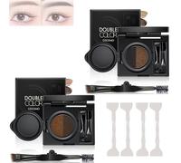 LXCJZY Eyebrow & Eyeliner Cream with Stamp,Multi-functional Double-Headed Eyeliner Stamp,Natural Waterproof Eyeliners Cream,Eyebrow Stencil Kit Women (01# Gray+02# Brown)