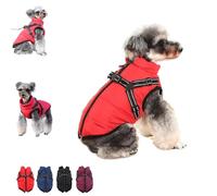 LXCJZY Furry King Dog Winter Coat,Winter Jacket for Dogs,Furry Dog Jacket with Harness,Pet Outdoor Jacket,Pet Outdoor Jacket,Waterproof Windproof Dog Snow Jacket with Zipper (Red, XL)