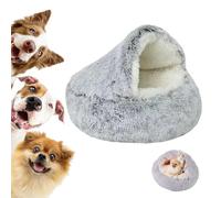 LXCJZY Lapcatz Nest Bed,Cat Cave Bed,Beds for Indoor Cats Cave & Calming Dog Beds, Semi-Enclosed Pet Nest,Cat Cave Bed,Anti-Slip Faux Fur Fluffy Coved Bed (Gray-Long Velvet, 25.6in)