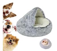 LXCJZY Lapcatz Nest Bed,Cat Cave Bed,Beds for Indoor Cats Cave & Calming Dog Beds, Semi-Enclosed Pet Nest,Cat Cave Bed,Anti-Slip Faux Fur Fluffy Coved Bed (Gray-Short Velvet, 25.6in)