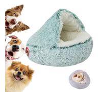 LXCJZY Lapcatz Nest Bed,Cat Cave Bed,Beds for Indoor Cats Cave & Calming Dog Beds, Semi-Enclosed Pet Nest,Cat Cave Bed,Anti-Slip Faux Fur Fluffy Coved Bed (Green-Long Velvet, 19.7in)