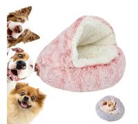 LXCJZY Lapcatz Nest Bed,Cat Cave Bed,Beds for Indoor Cats Cave & Calming Dog Beds, Semi-Enclosed Pet Nest,Cat Cave Bed,Anti-Slip Faux Fur Fluffy Coved Bed (Pink-Long Velvet, 25.6in)